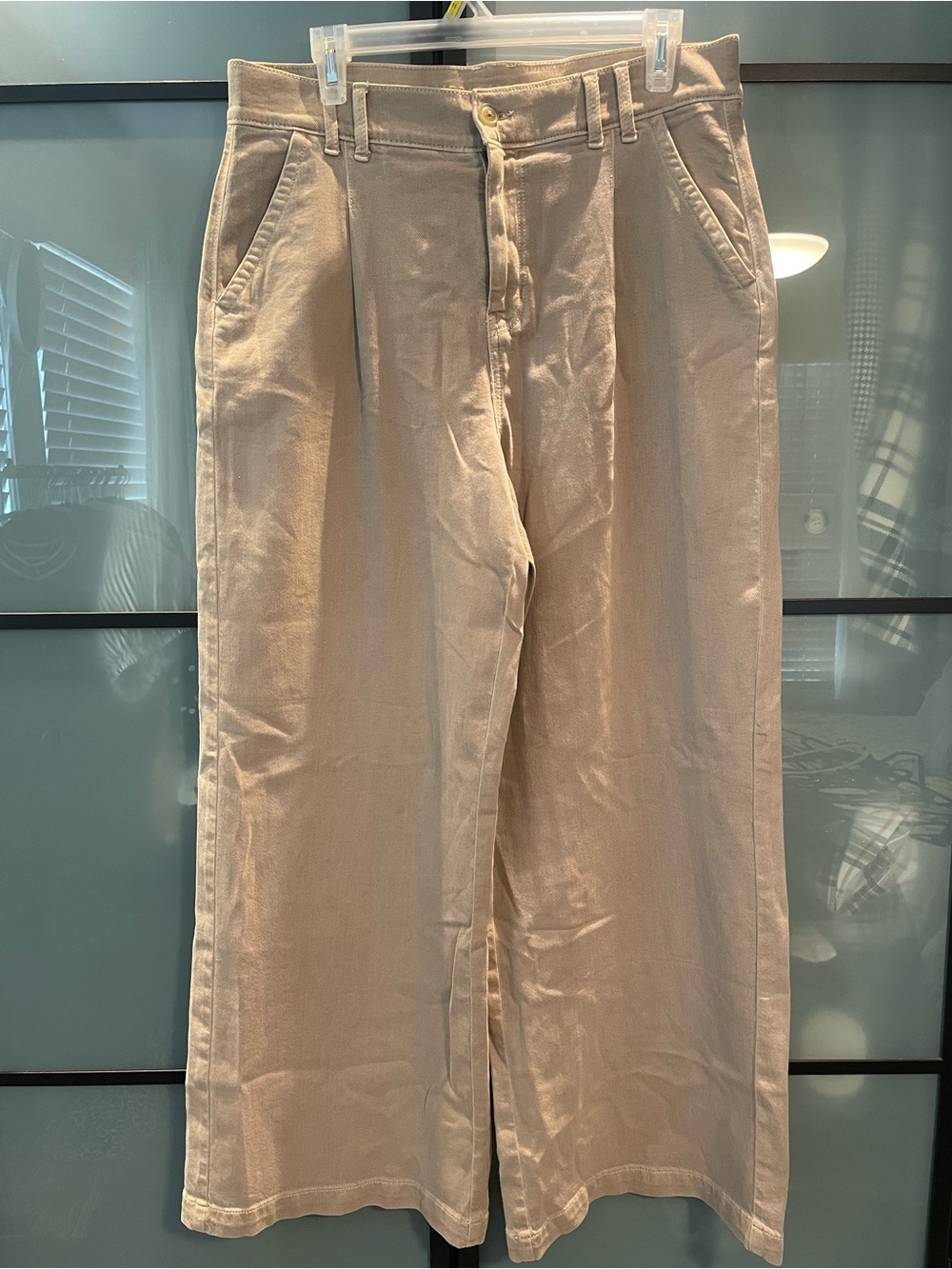 American Eagle Outfitters Wide-Leg Tan Women's Pants